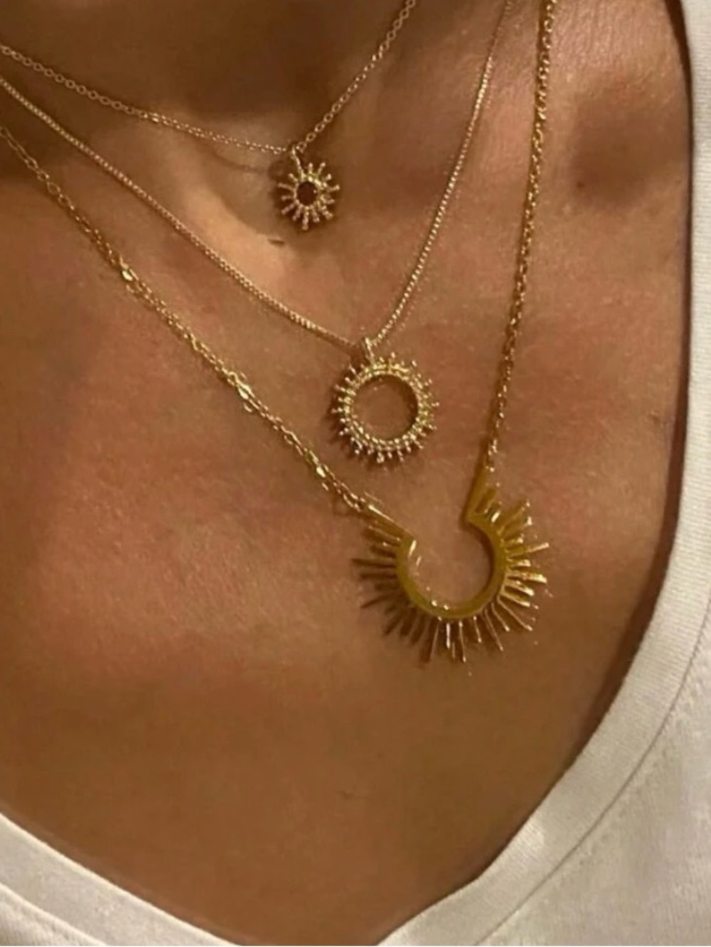 New Anthro Rays of Sunshine Sun Burst Boho Pendant Necklace ~ Golden Rays Silver - Picture 5 of 16